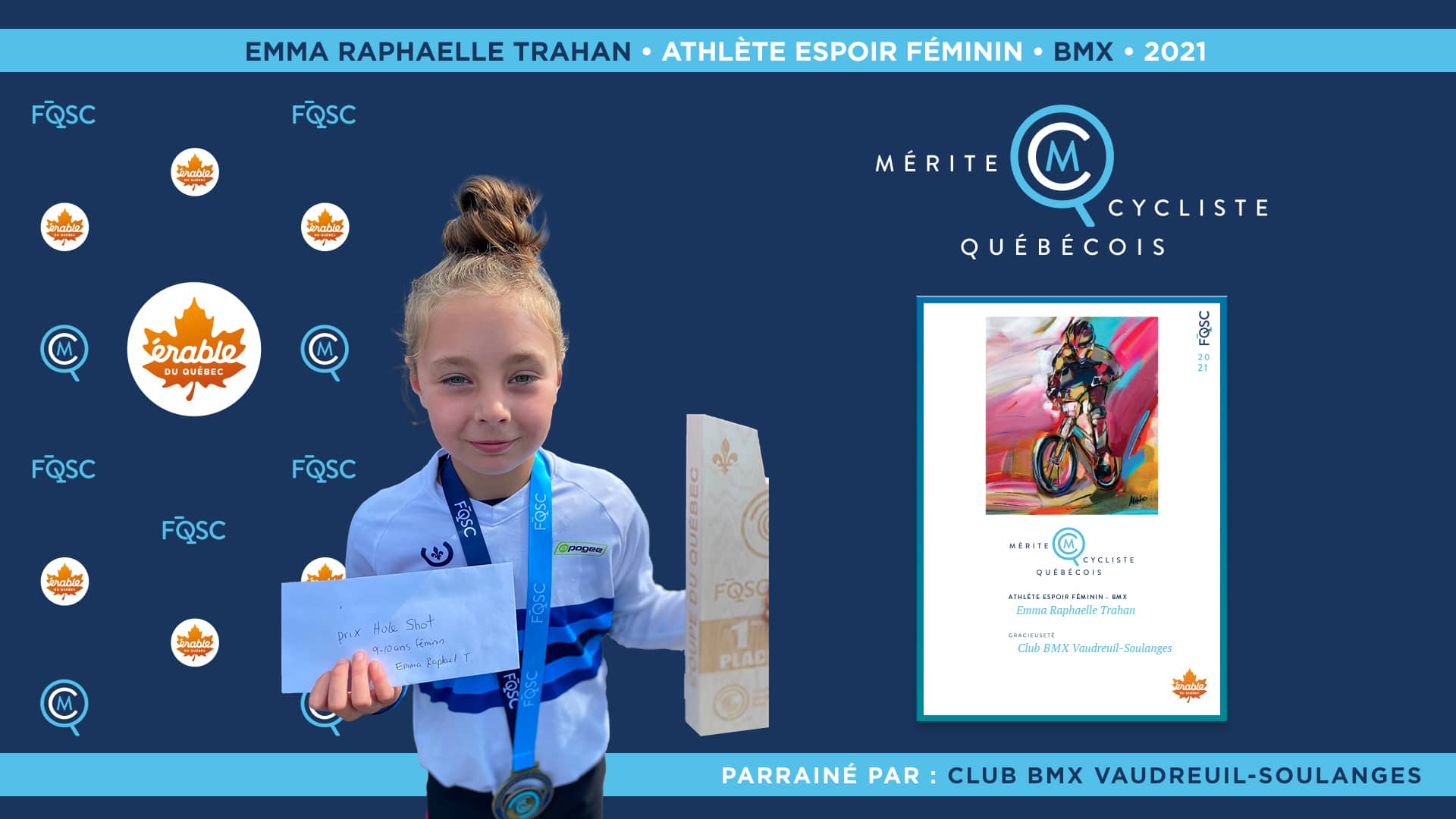 Emma Raphaëlle Trahan nommée espoir féminine de l’année en BMX